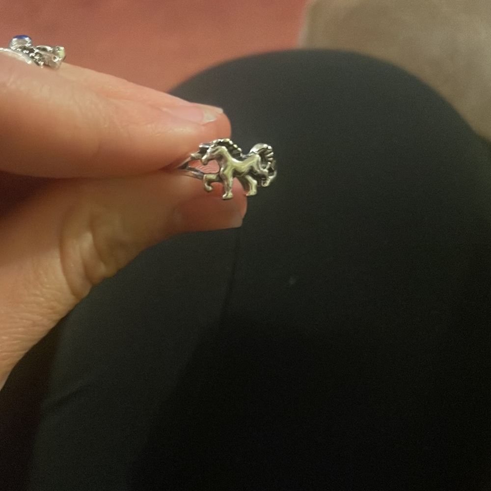 Silver horse ring
